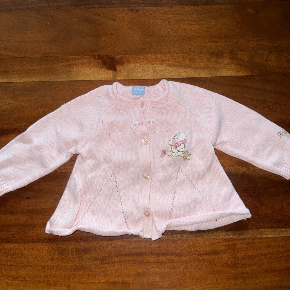 Pink Button-Up Cardigan with Embroidered Design Winnie the Pooh
